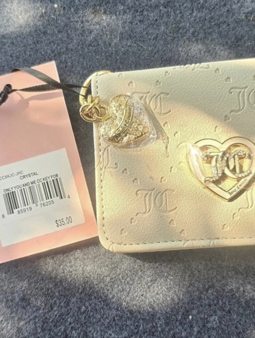 Juicy Couture Only You and Me CC Key Fob Card Case Cream